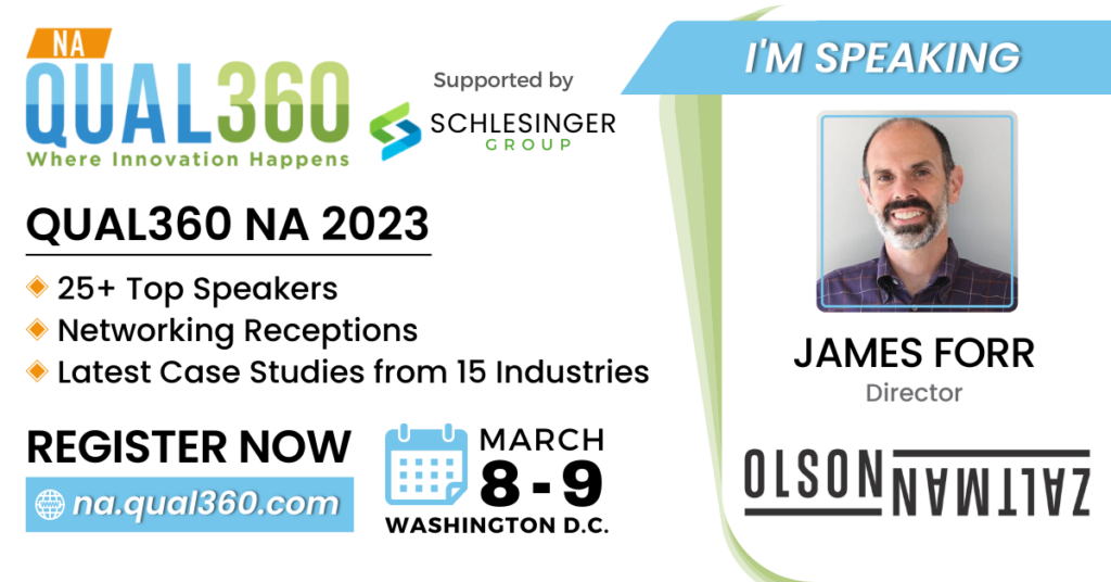 James Forr speaks at QUAL360 North America