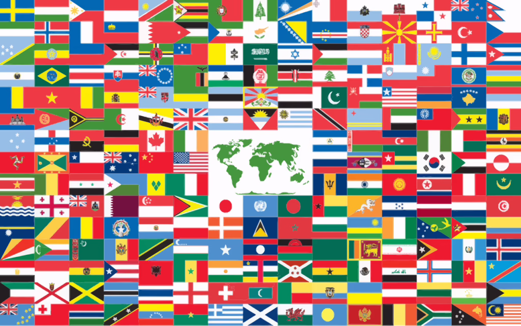 An image of flags from around the world