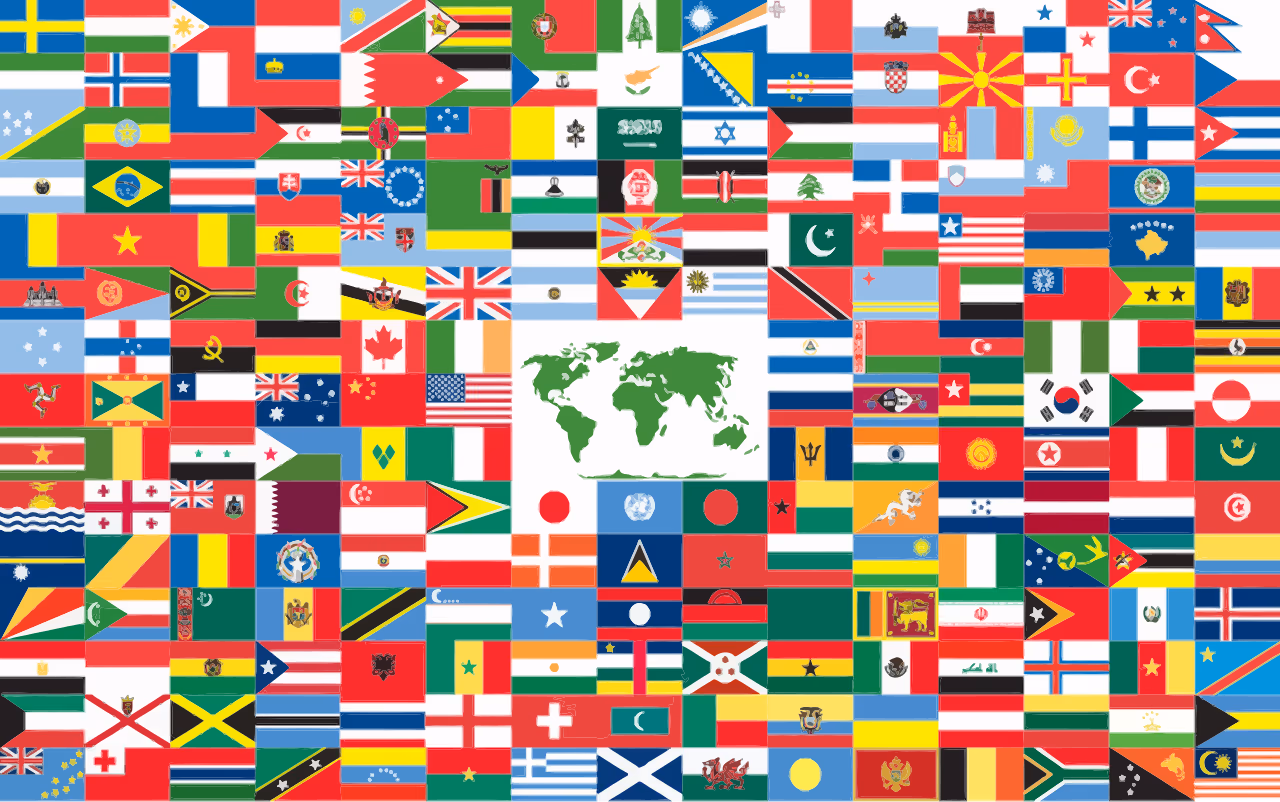 An image of flags from around the world
